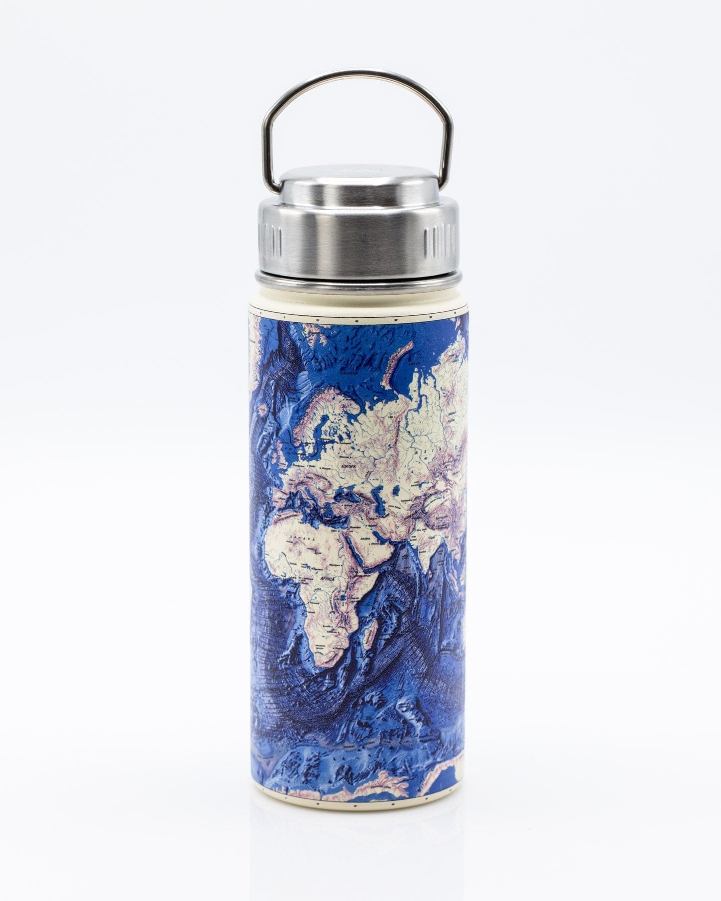 Ocean Terrain World Map 18 oz Steel Bottle